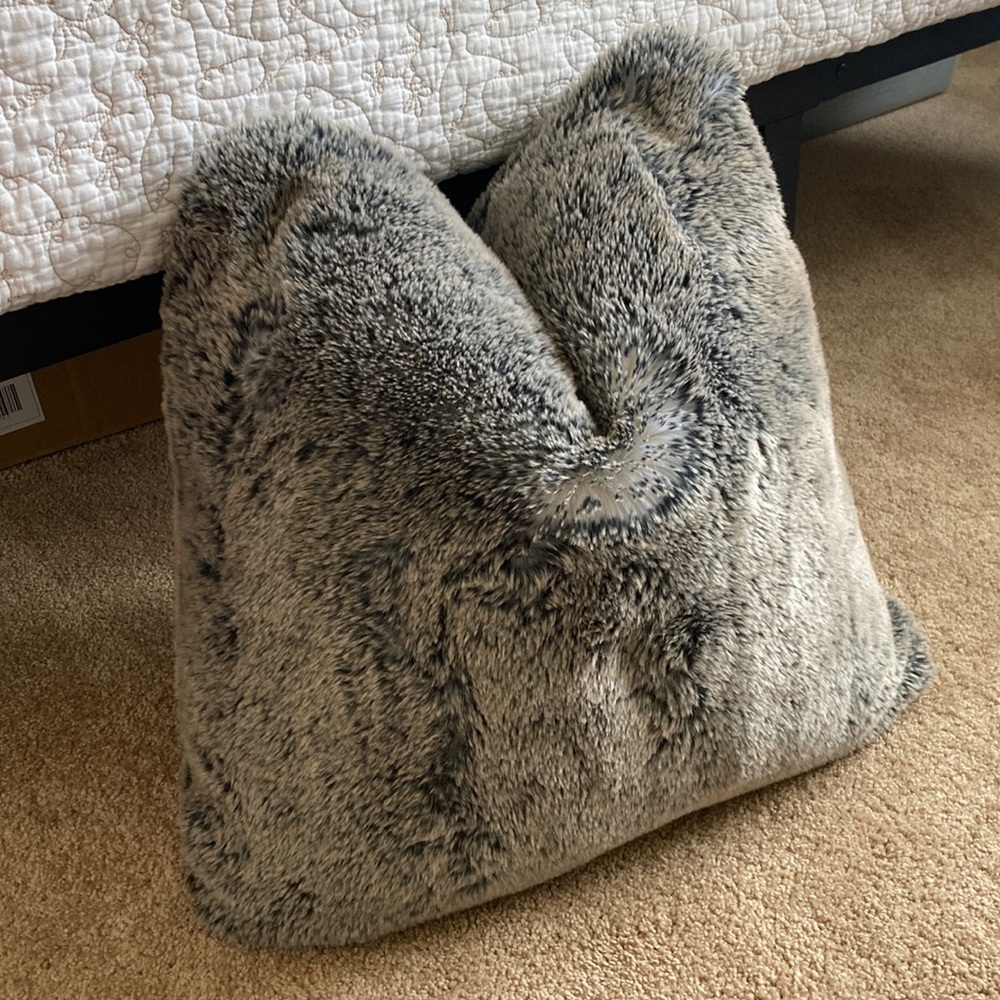 Arhaus Charcoal Faux Fur Pillow cover and insert